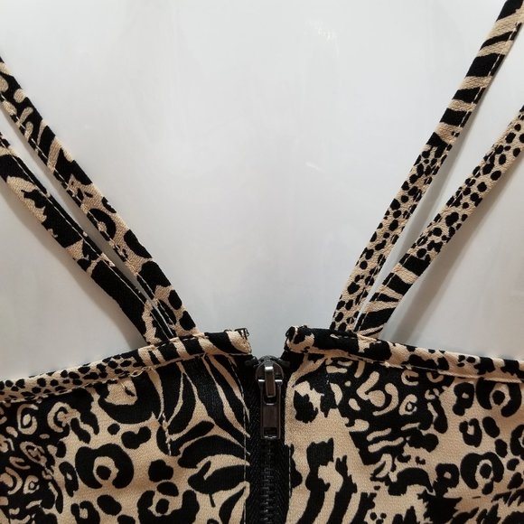 Silence + Noise top Small leopard cheetah animal print exposed zipper back crop - Picture 9 of 12